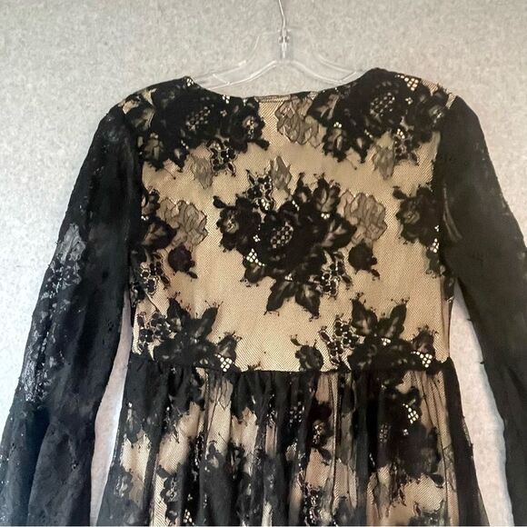 Black Lace Bell Sleeve Dress Y2k Goth Whimsigoth Indie Sleaze small #BB - Picture 8 of 10